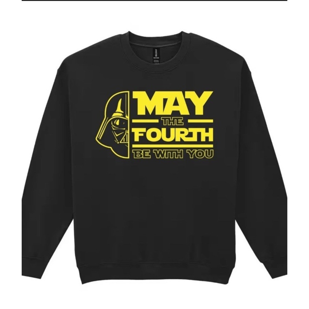 Star Wars May the 4th Be with You Sweatshirt Black/Yellow Unisex Adult Large